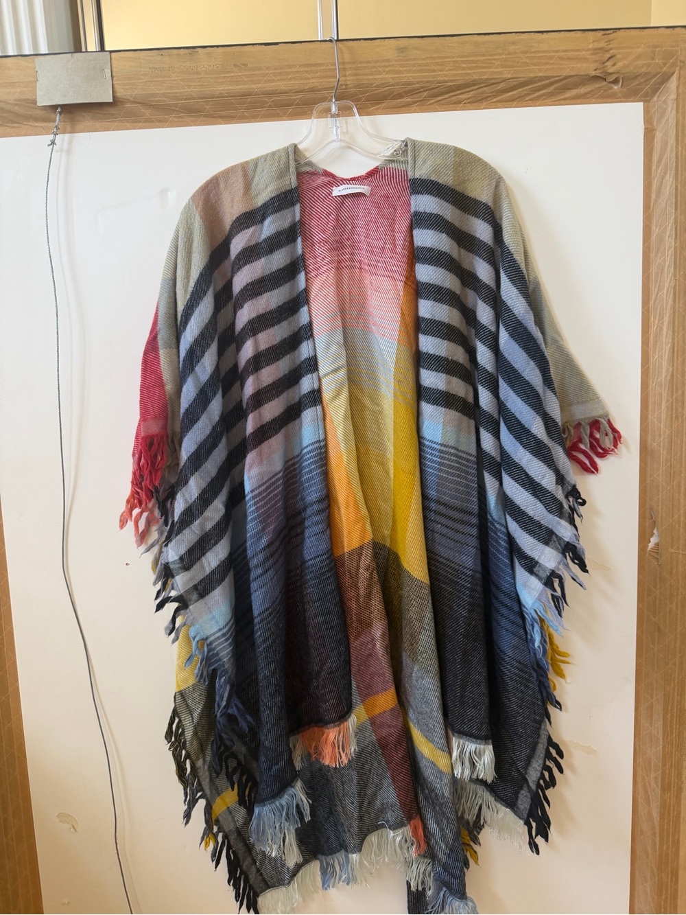 Anthropologie Multi-Color Striped Fringe Poncho